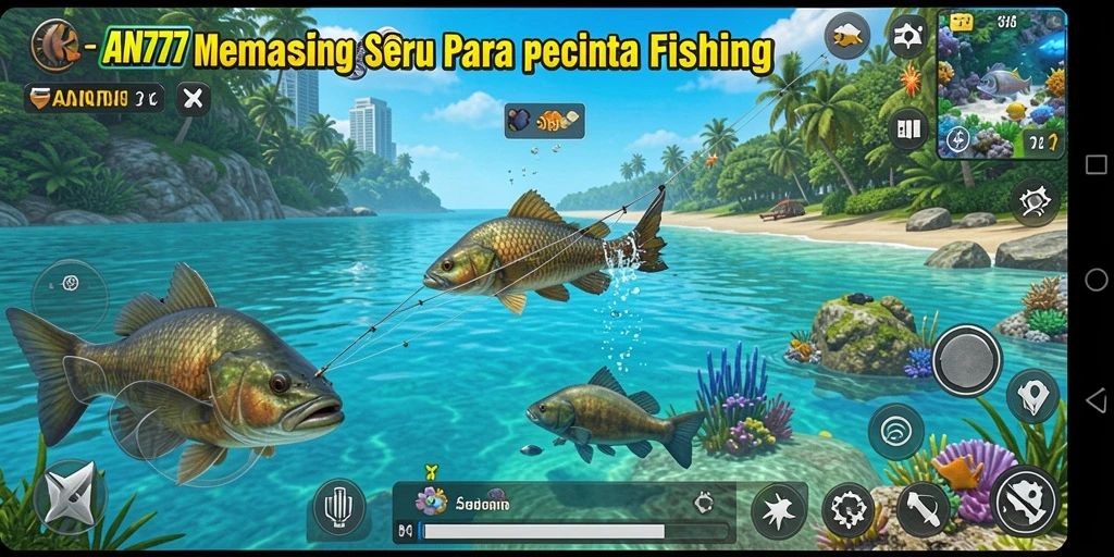 Screenshot gameplay AN777 menampilkan pengalaman memancing yang seru dan menawan.