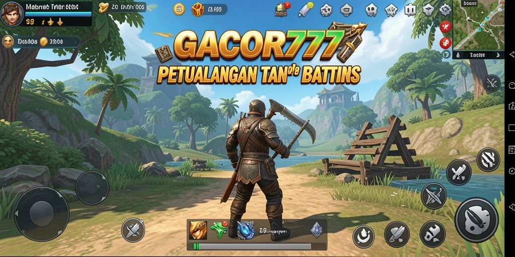 Tangkapan layar GACOR777 menampilkan kebebasan menjelajahi dunia terbuka yang megah.
