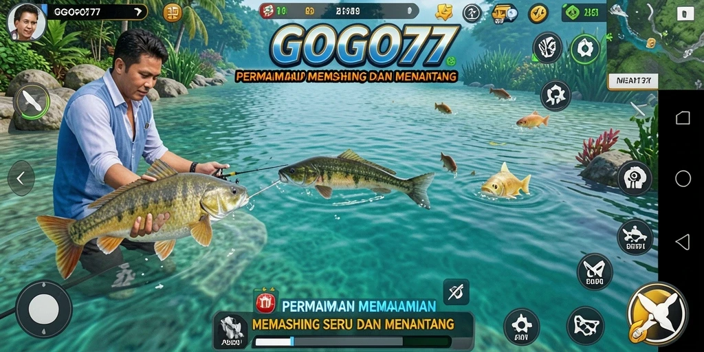 Tampilan gameplay GOGO77 yang menyenangkan dengan aksi memancing yang seru.