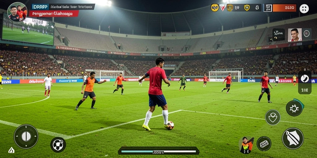 Tampilan gameplay <strong>IDRRP</strong> yang seru dalam aksi sepak bola.