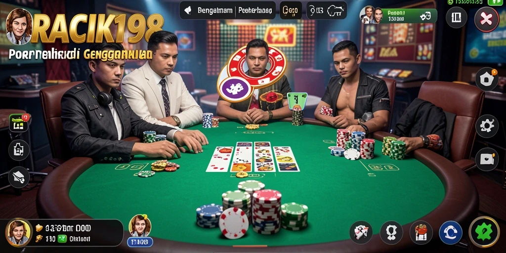Screenshot gameplay menunjukkan keseruan bermain poker di RACIK198.