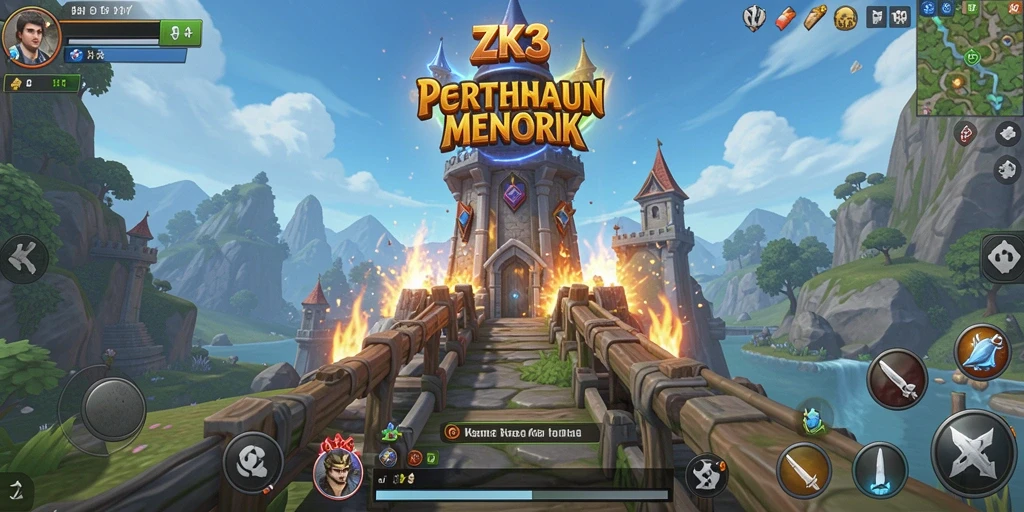 Tampilan gameplay menara pertahanan yang mendebarkan dan strategis.